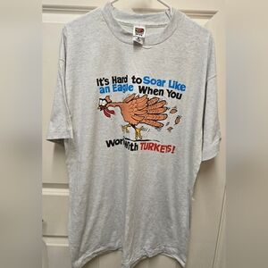 Vintage 1989 Fruit of the Loom Graphic Gray Shirt Men XL Excellent